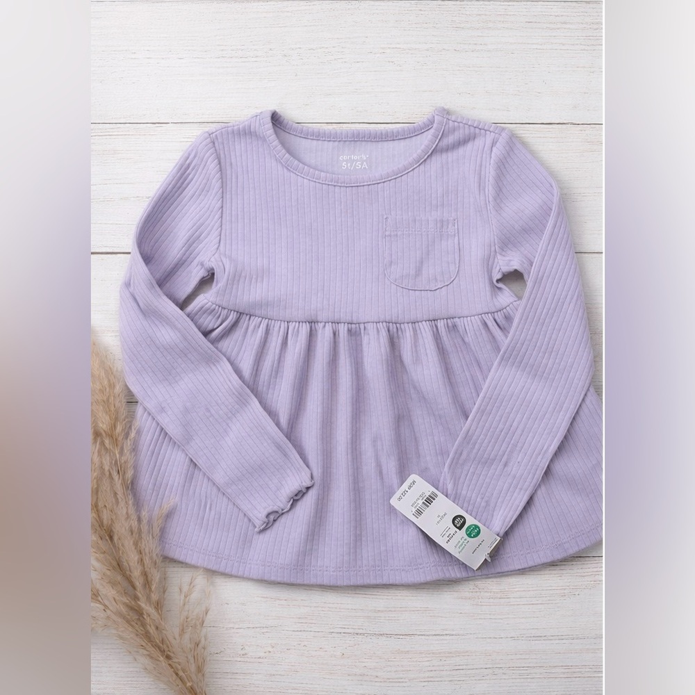 NWT 💜Carters Lavender Long Sleeve Girls Babydoll Top